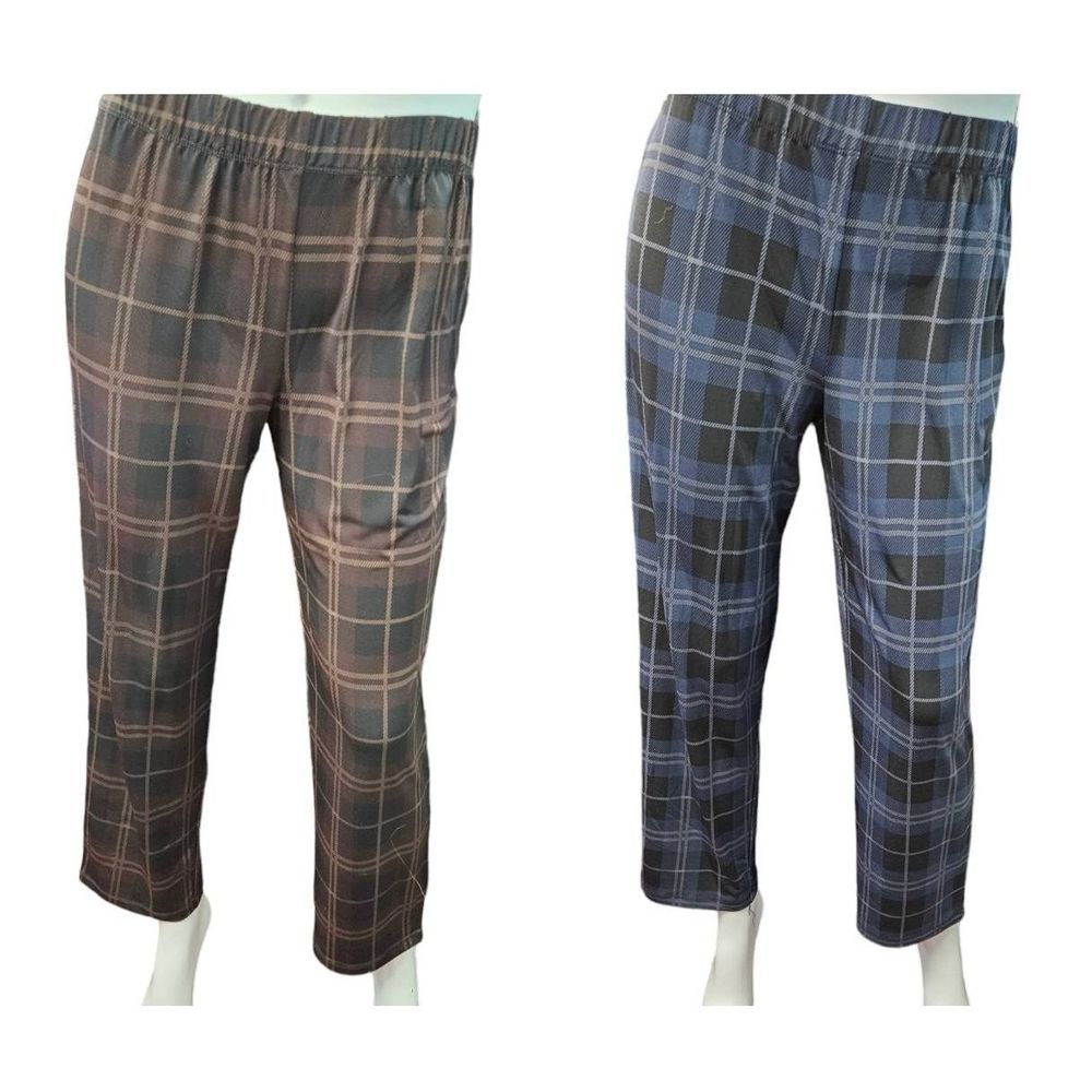 Susan Graver 2 Plaid Pants Bundle Blue and Brown size XSP Lounge Relaxed Weekend